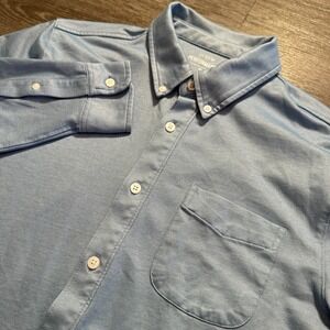J Crew Shirt Mens Medium Blue Performance Long Sleeve Button Down Stretch Adult